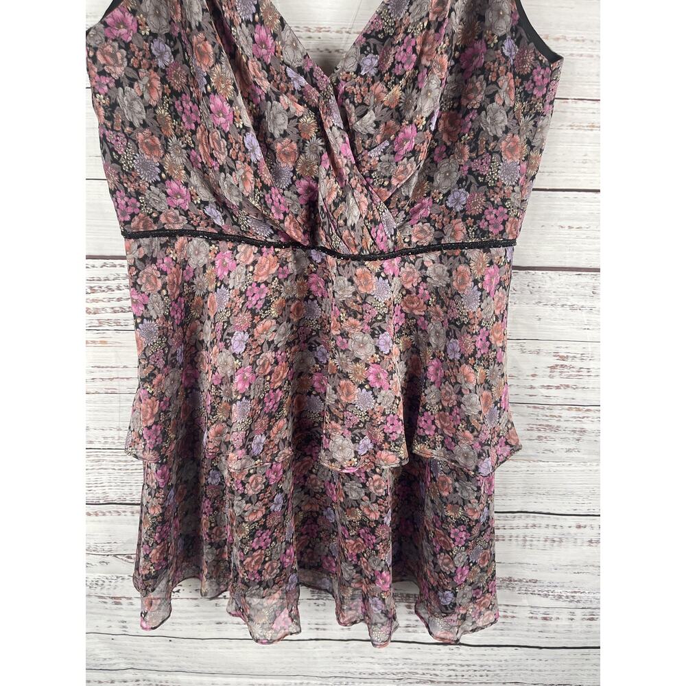 DB Studio Dress Women's 16 Floral Sleeveless Tiered Chiffon Beaded Maxi Formal - Picture 4 of 11